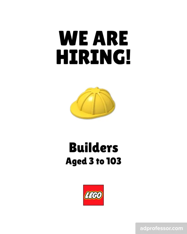 LEGO — We are hiring! Builders aged 3 to 103