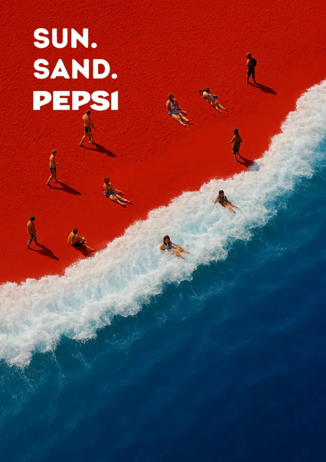 Pepsi — Sun. Sand. Pepsi. (pláž jako logo)
