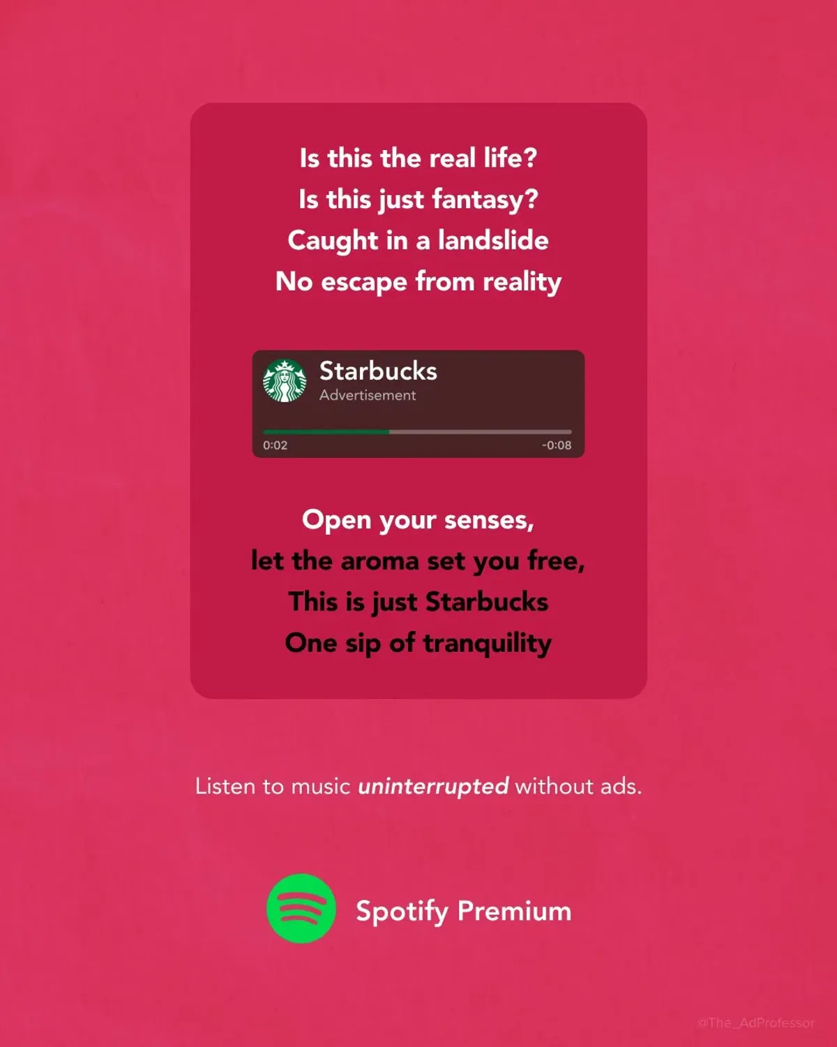 Spotify Premium — Reklama uprostřed Bohemian Rhapsody