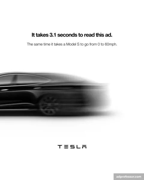 Tesla — It takes 3.1 seconds to read this ad