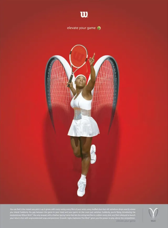 Wilson — Elevate your game (Serena s křídly z raket)