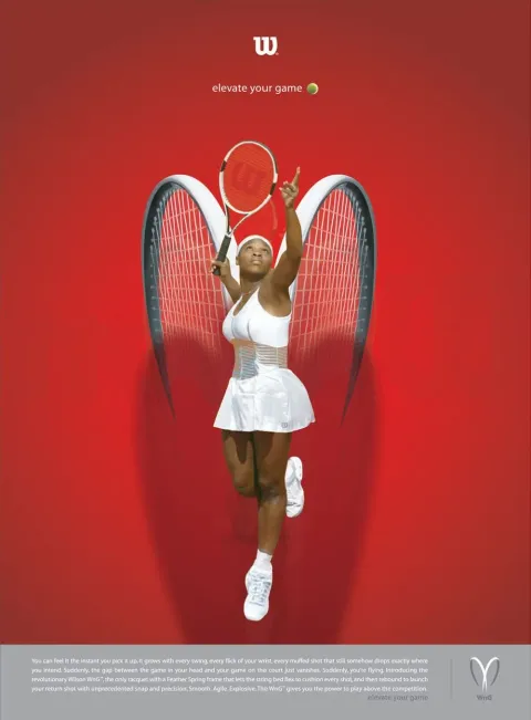 Wilson — Elevate your game (Serena s křídly z raket)